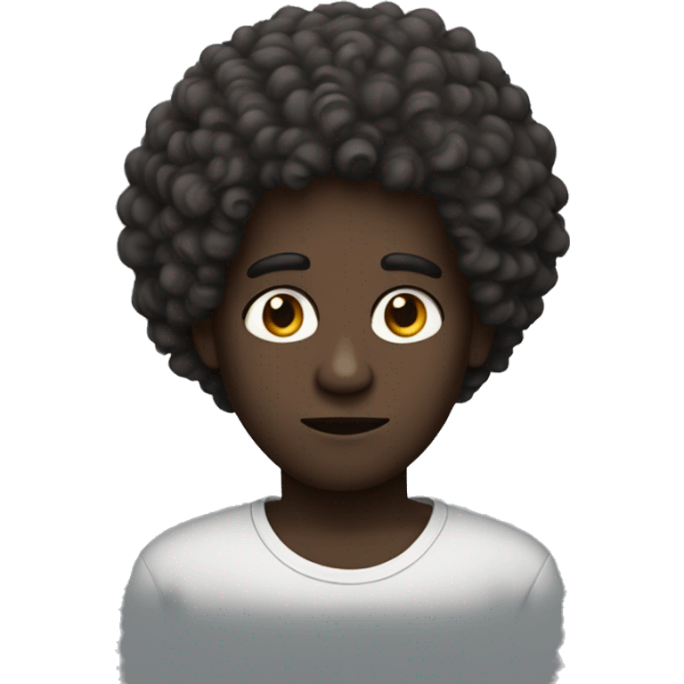 dark skin curly fro concerned man emoji