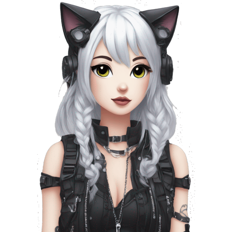 Edgy Kawaii Cute Cool Cartoon Beautiful Elegant Pretty Anime Punk Techwear Gothic Catgirl emoji