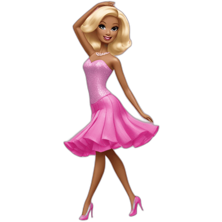 barbie vestida de rosa bailando emoji