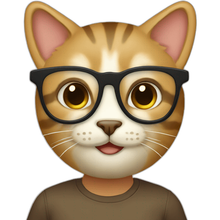 joven con gafas con gato rayado emoji