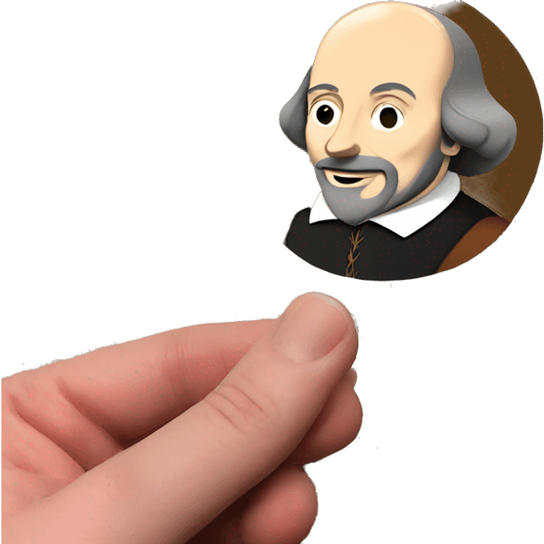 William Shakespeare holds a heart in his hand emoji