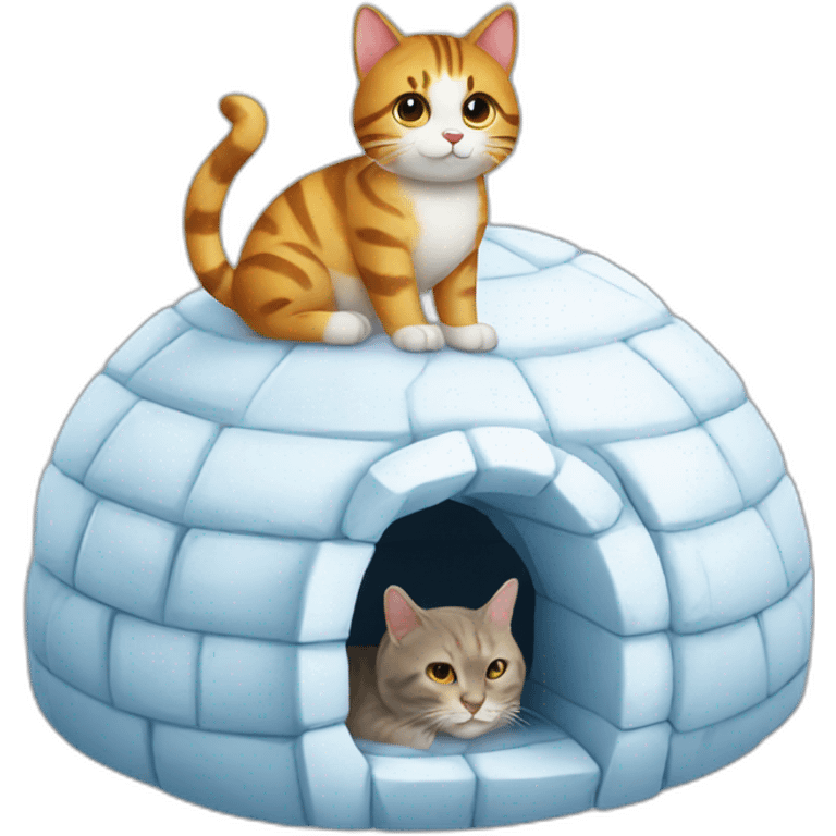 igloo with cat on top of it emoji