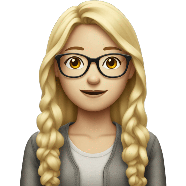 long blonde haired girl with freckles and red glasses emoji