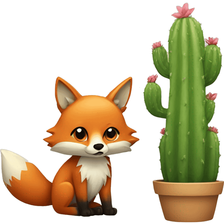 Fox with cactus  emoji