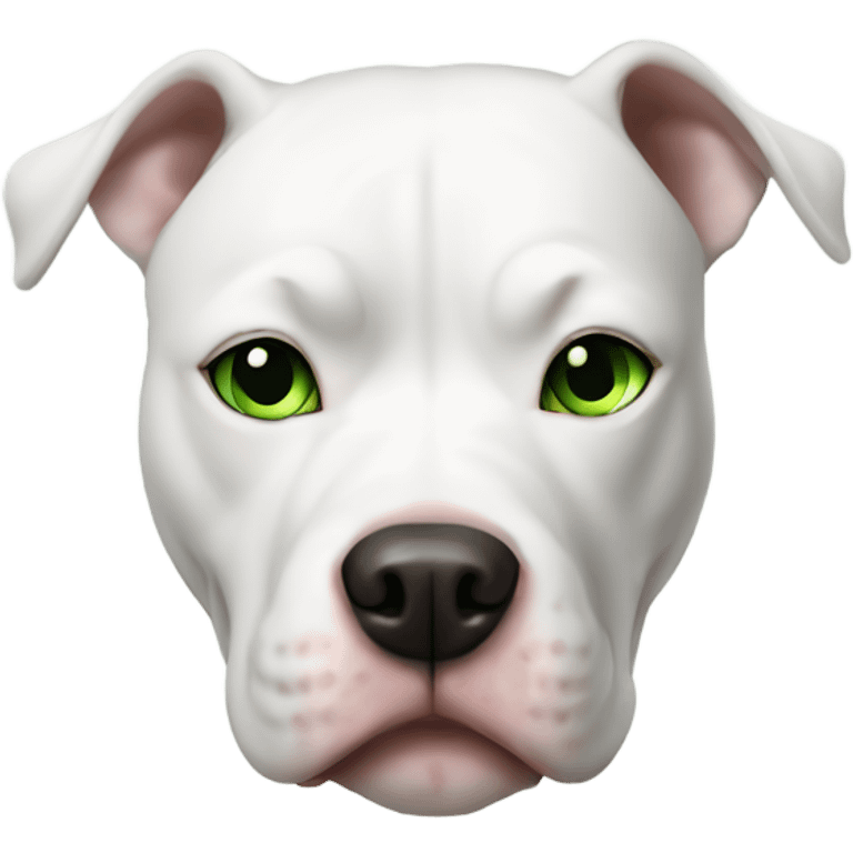 A white pitbull with green eyes  emoji