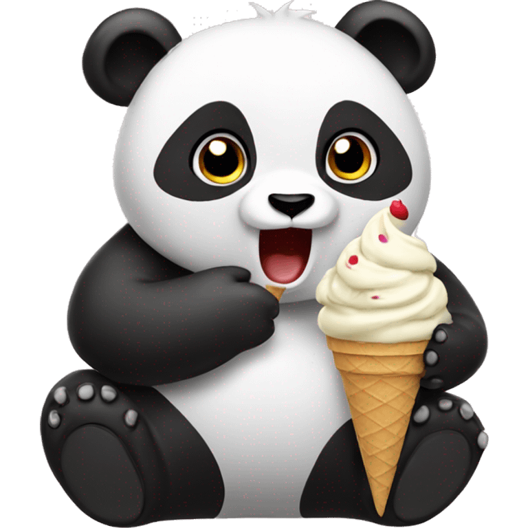 Panda eating ice cream emoji