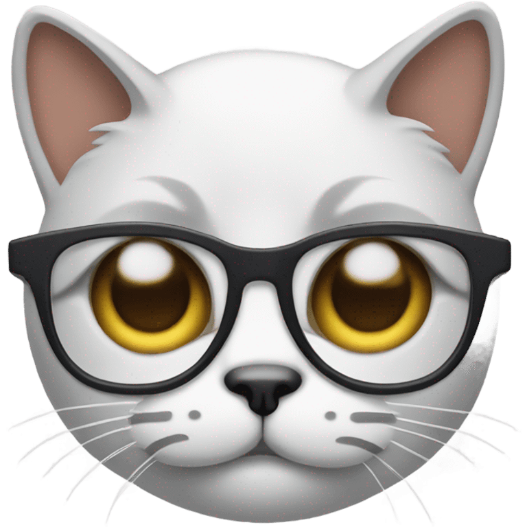 cat with glasses and very tired eyes emoji