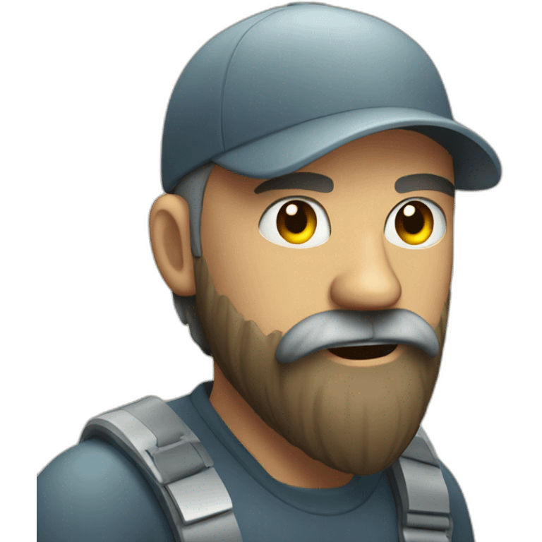 man with beard fighting a virus emoji