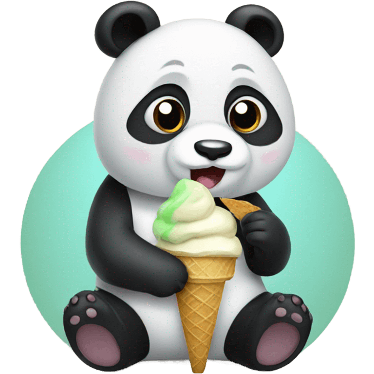 Panda eating ice cream emoji