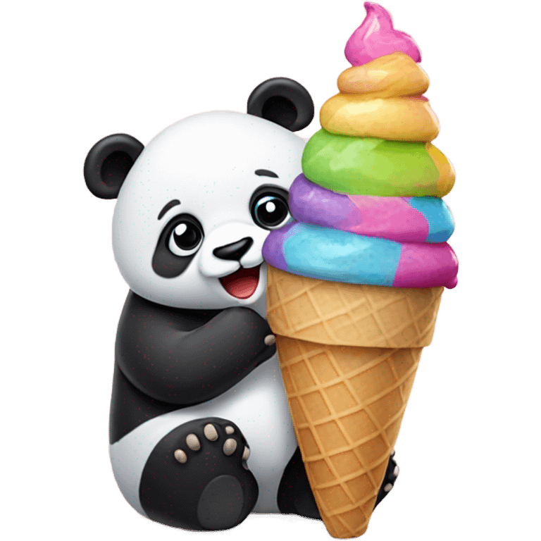 Panda eating ice cream emoji