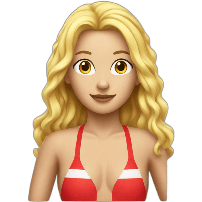 Blonde lifeguard wearing a red one-piece swimsuit emoji