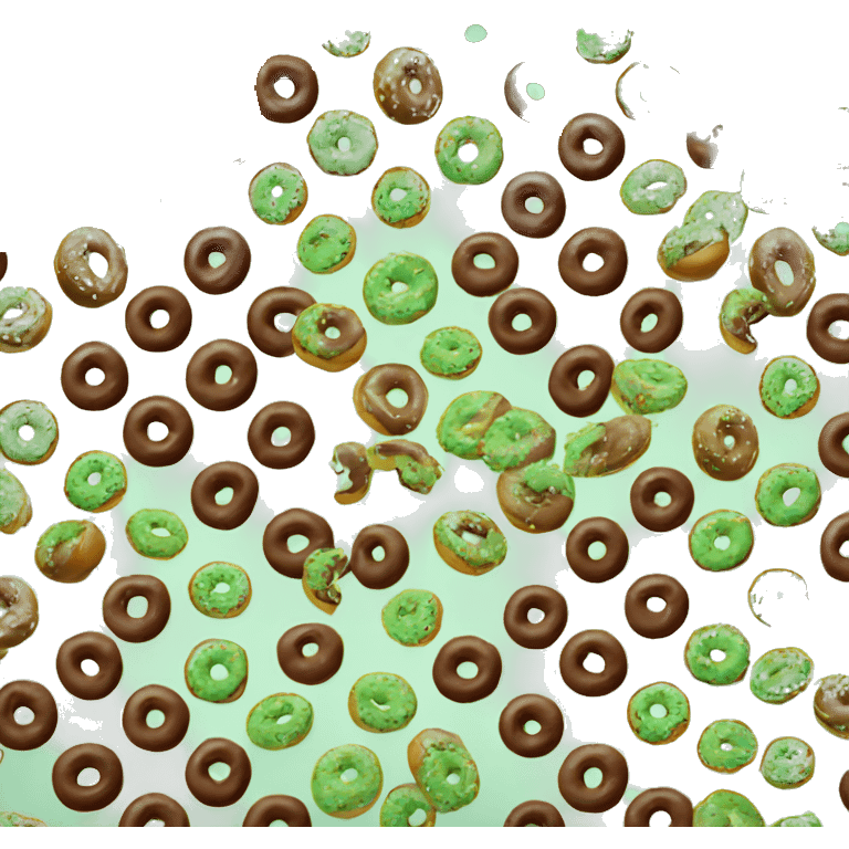 mint chockolate donut with red and green toppings emoji