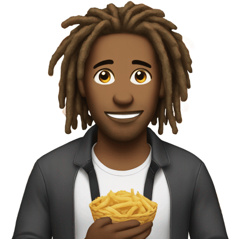  guy with dreads eating fried chicken emoji