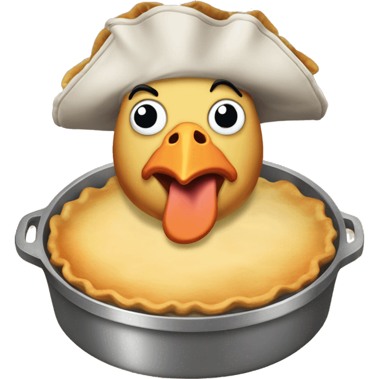 Anthropomorphic chicken pot pie that is a pirate  emoji