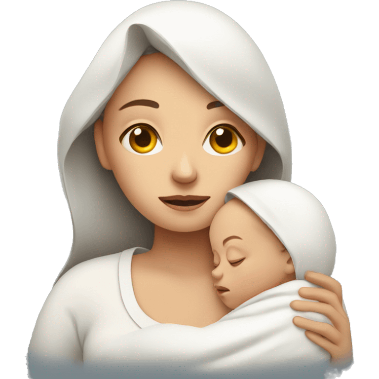 European sad mother with newborn emoji