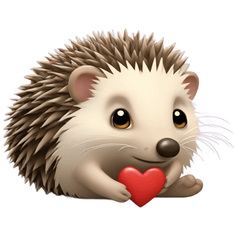 the hedgehog holds the heart emoji