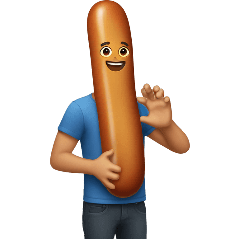 Holding big sausage  emoji