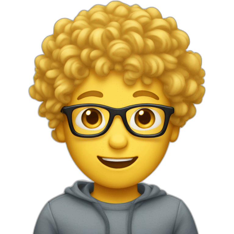 a silly boy with black eyeglasses and curly yellow hair on topnot much hair and white skin emoji