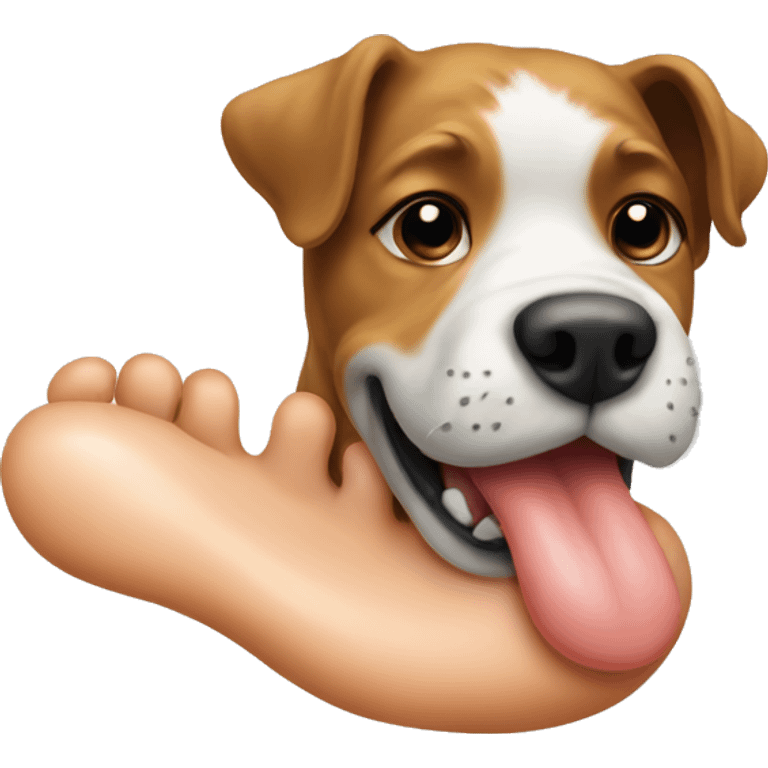 Foot with a dog licking it emoji