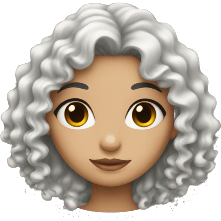 Girl with beautiful eye and long black curly hair emoji