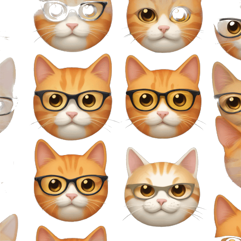 Orange cat and beige cat wearing newyears glasses emoji