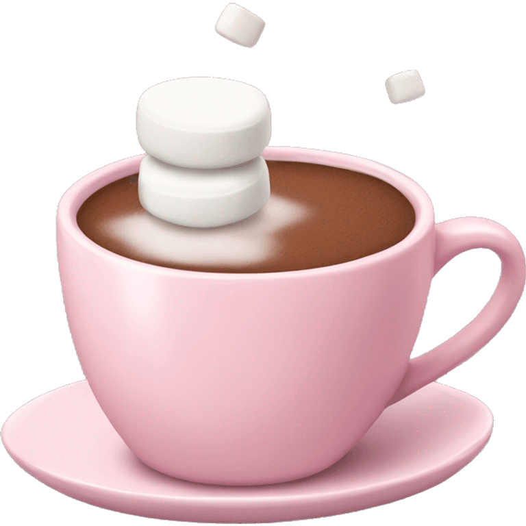 Light Pink mug of hot chocolate with marshmallows  emoji