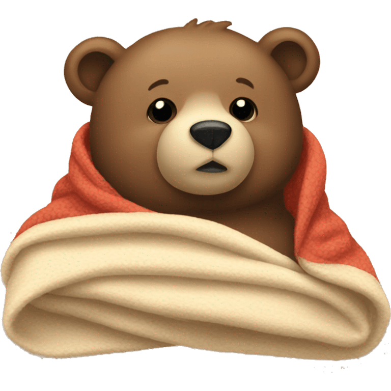 bear cozy in blanket emoji