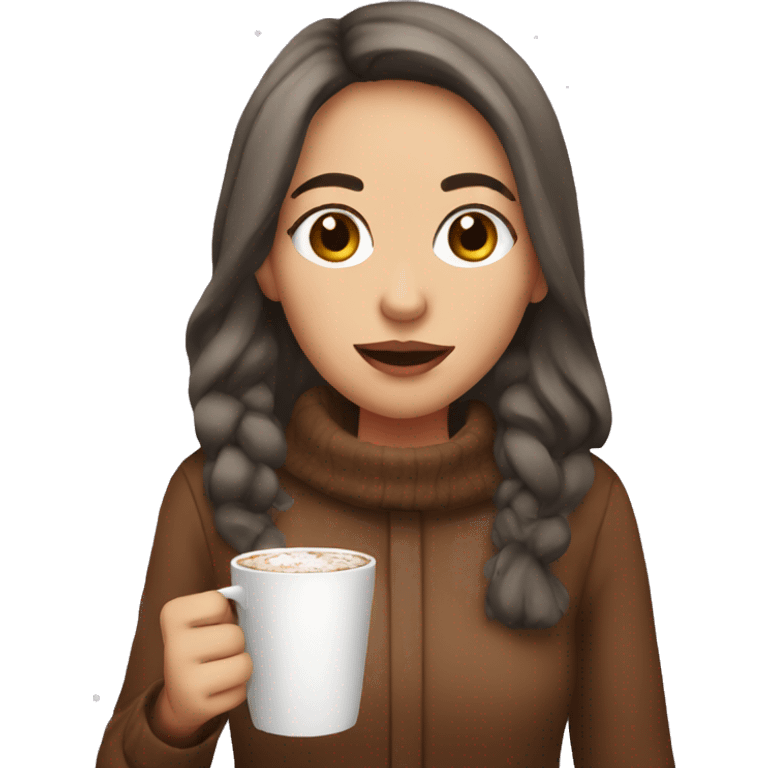 Girl on Christmas drinking hot coco emoji