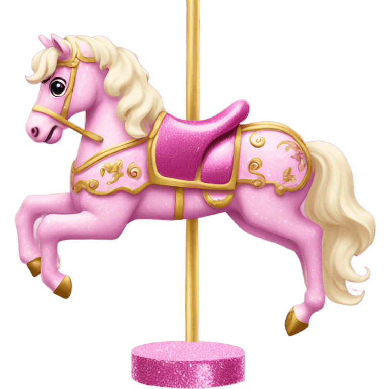 Pink carousel horse with glitter  emoji