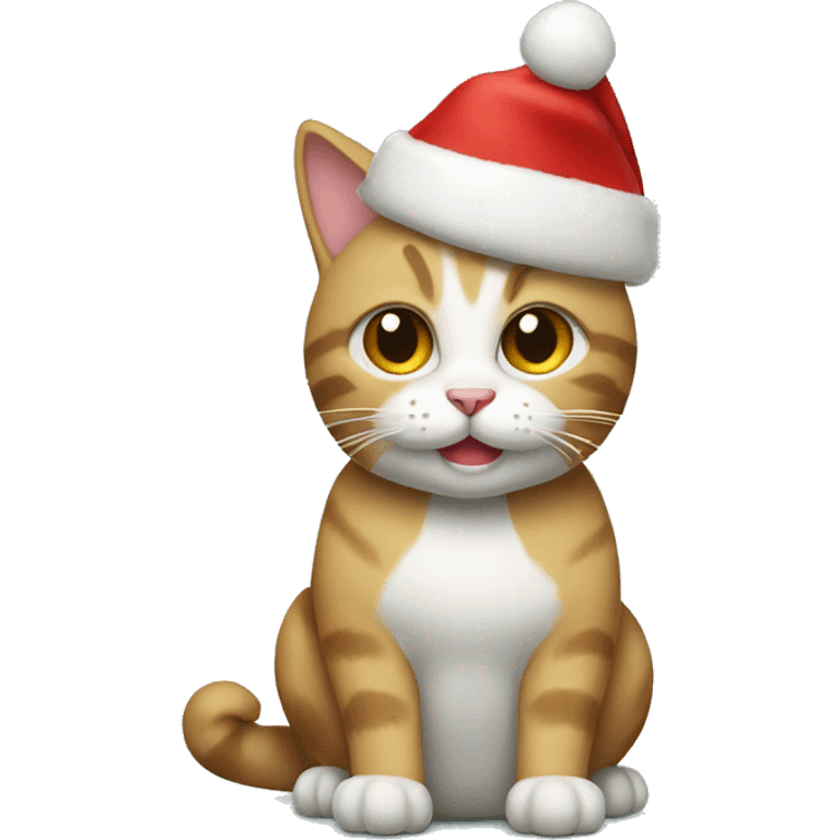 Cat with a Christmas hat emoji