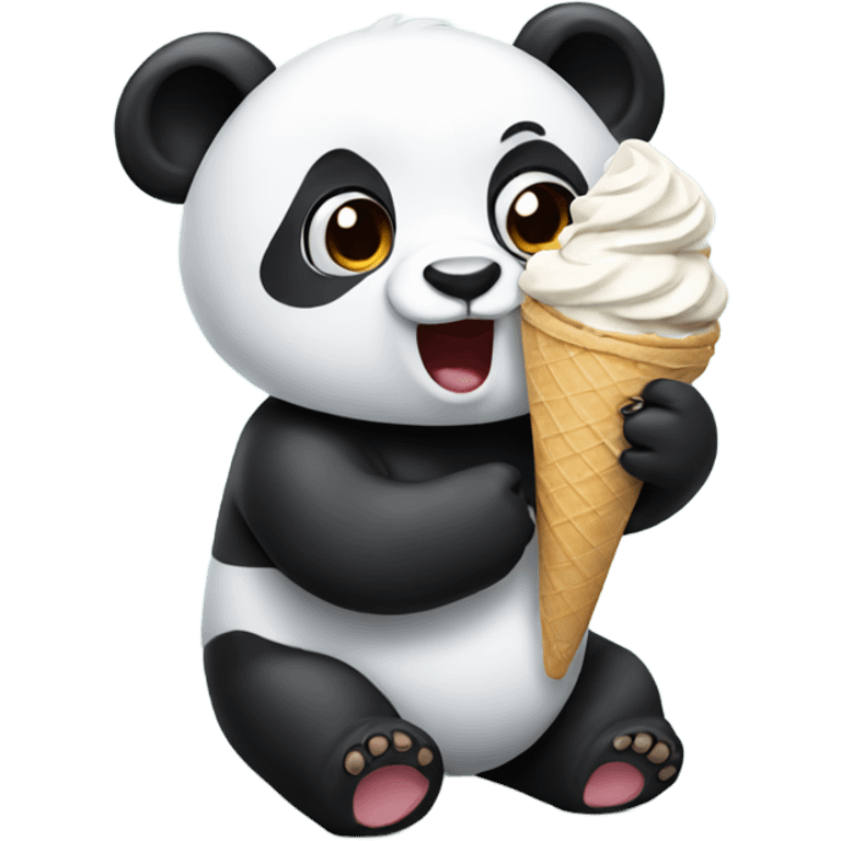 Panda eating ice cream emoji