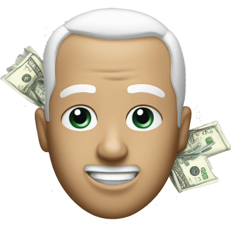 White teeager take in hand money and shake this money emoji