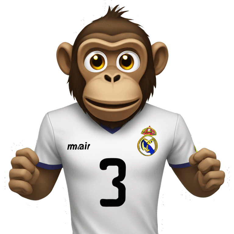 monkey playing football in a real madrid tshirt  emoji