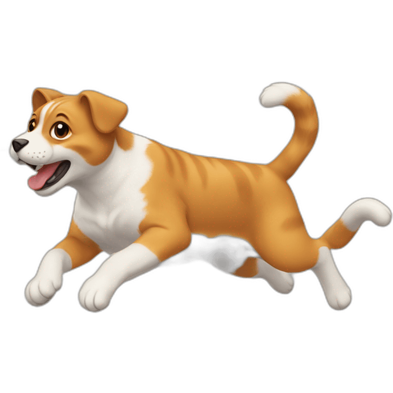 cat jumping around a dog emoji