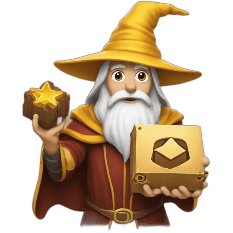 The wizard holds the icon of the instagram logo in his hand emoji