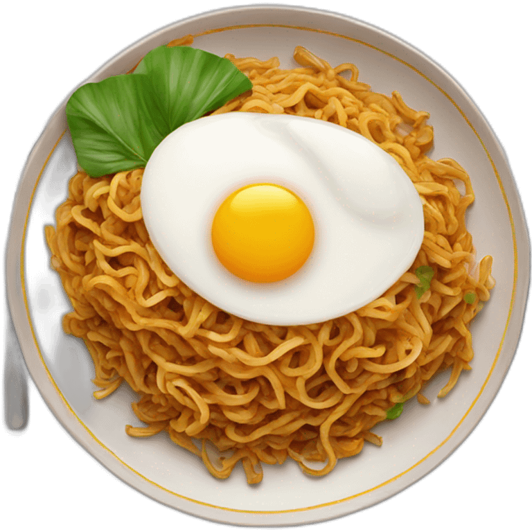 mie goreng with egg on a plate emoji