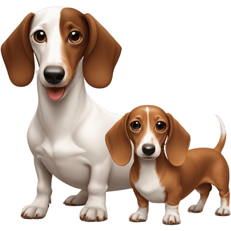 white Dachshund and brown Dachshund emoji