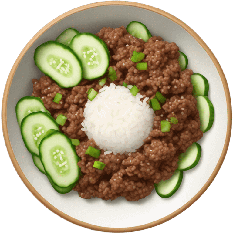 Korean ground beef cucumbers rice bowl emoji