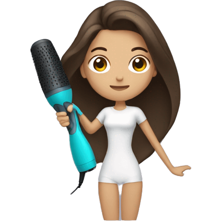 Brunette girl blow drying hair emoji