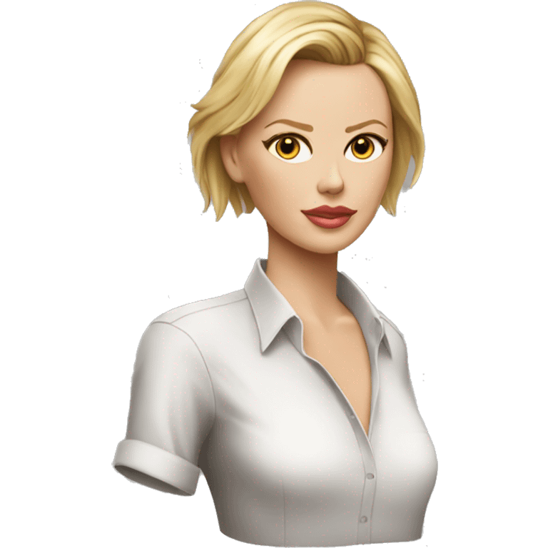 ultra realistic charlize theron wearing shirt emoji