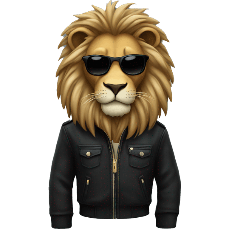 Lion with black sunglasses and black jacket  emoji