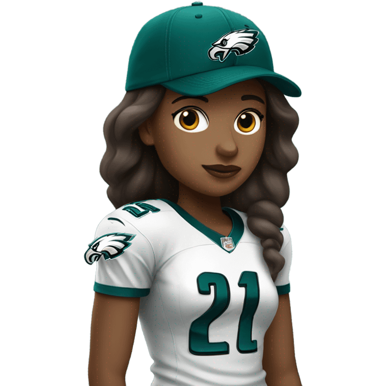 White skin brown hair girl wearing Philadelphia eagles hat  emoji