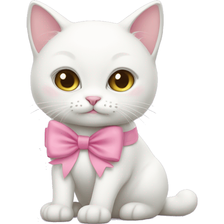 white cat with pink bow emoji