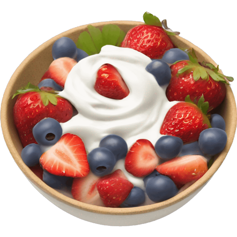 fruit yogurt bowl with strawberries and grapes emoji