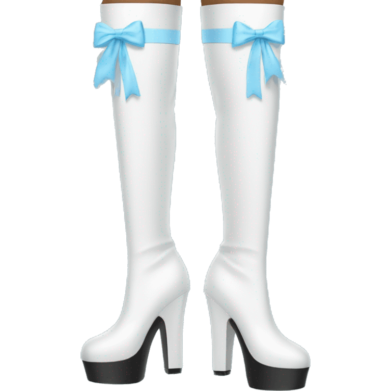 White thigh high boots with baby blue bows no legs emoji