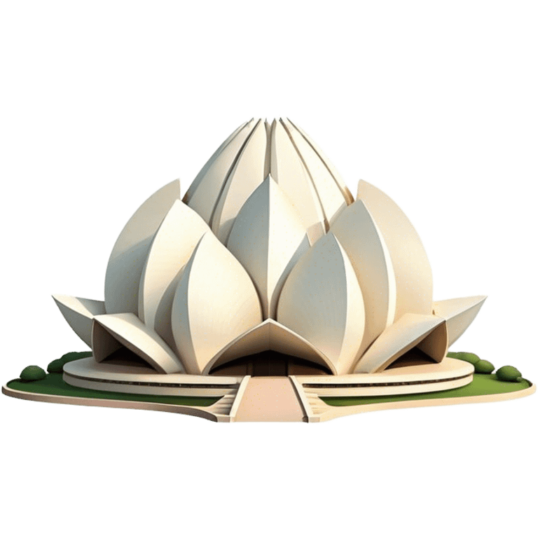 Cinematic Realistic Lotus Temple Landmark Emoji, showcasing the modern architectural marvel with petal‚Äêlike structures rendered with dynamic lighting and graceful textures. emoji