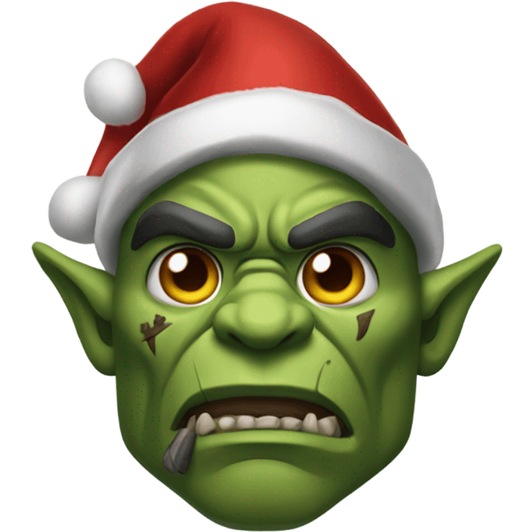 Fierce Orc ranger wearing santa hat emoji