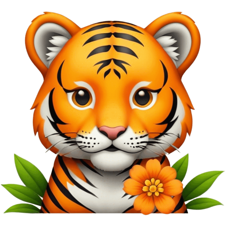 Tiger with flower  emoji