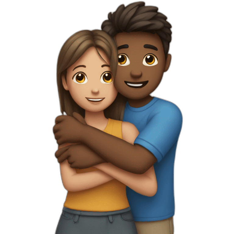 Hugs of a girl and boy emoji