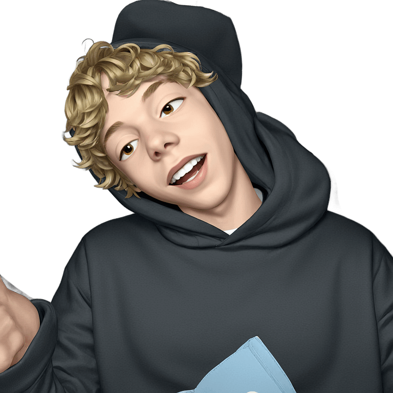 blonde boy in hoodie smiling emoji